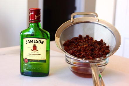 Soaking raisins in Whiskey for Irish Soda Bread    www.morewinelesswhines.com