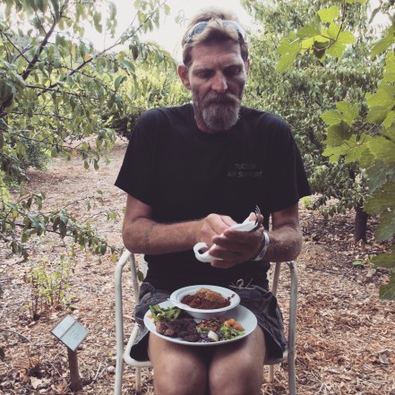 Bob dining in the garden