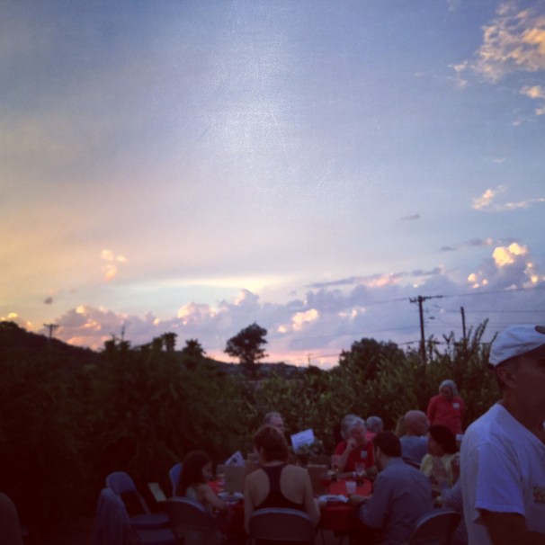 sunset dining in the garden