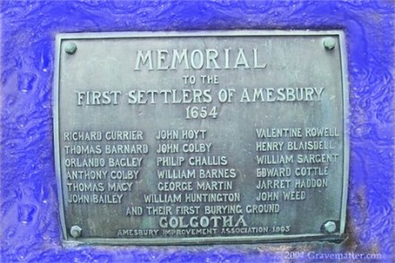 Memorial to the First Settlers Amesbury-1654 Golgotha i