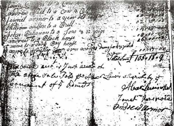 In this inventory- Jeanette Armour gets a years support-Her son Andrew is the person who did the inventory.