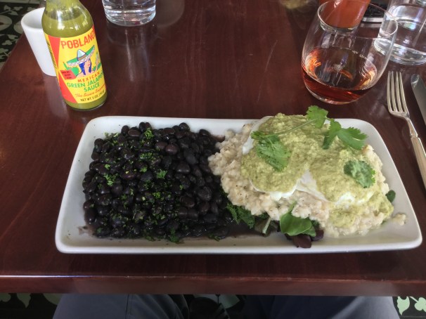 poached eggs on grits