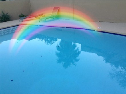 pool with rainbow